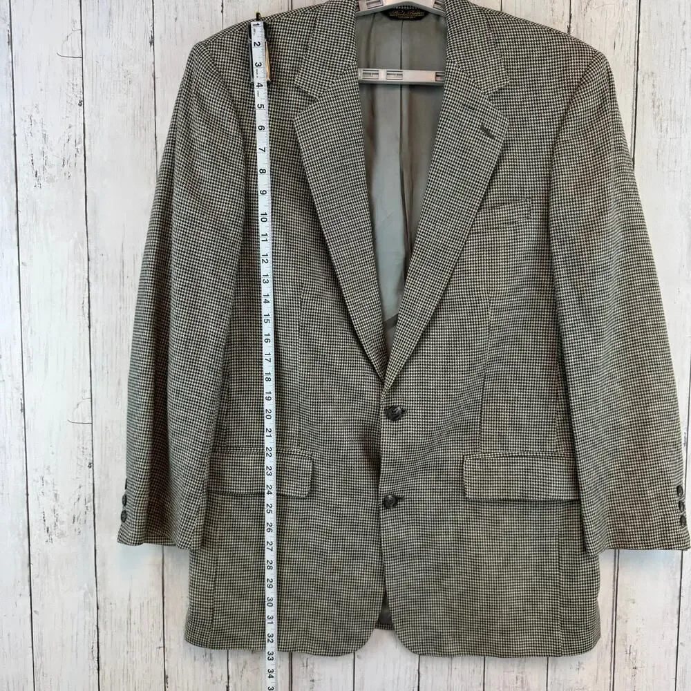 VTG Brooks Brothers Black White Houndstooth 2-Button Sport Coat Blazer Size 41L